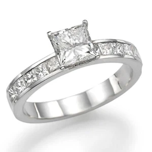 1 1/2 Carat D VS1 Wedding Diamond Engagement Ring Princess Cut 950 Platinum - Picture 1 of 3