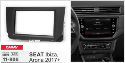 2DIN Frame Radio Bezel GREY Compatible with SEAT Ibiza Arona 2017 Onwards - Image 1 of 3