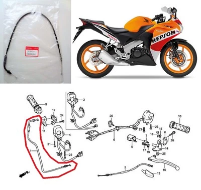 Cable de acelerador genuino Honda CBR125 2011-2020 *** STOCK EN REINO UNIDO Y GENUINO *** Foto 1 de 4