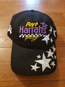 Vintage Indy Car AJ foyt Larry foyt hat signed autographed Harrah's racing - Picture 1 of 7