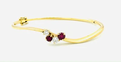 Bracelet Gold 18 Gold - Ruby And Diamonds 0,20 Carat - 13,89 G - Image 1 of 4