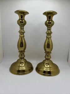 Pair of Virginia Metalcrafters Large Brass Tulip Candlesticks 7 3/4 in 3015 - Picture 1 of 11
