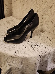 BCBG Paris, PL-HEGE3X Black, Vintage Leather, Size 8.5, Stiletto Open Toe - Picture 1 of 5