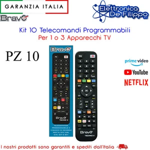 Kit 10 Telecomandi Programmabili Per 1 o 3 Apparecchi TV - Foto 1 di 2