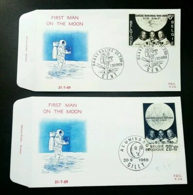 [SJ] Belgium First Man On The Moon 1969 Space Astronomy Astronauts Apollo (FDC) - Image 1 of 4