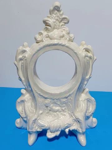 Vintage Lanshire Porcelain White Pearlescent 11" Mantel Clock Base▪︎MINT Cover