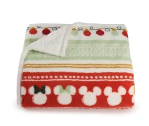 Disney MINNIE & MICKEY MOUSE FAIRISLE Reversible SHERPA BLANKET THROW 50x60 NEW! - Picture 1 of 1