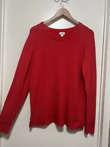 J.Crew Womens Pullover Sweater Red Long Sleeve Crew Neck Tight Knit M - Picture 1 of 6