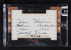 2011 Donruss Limited Cuts Cut Signatures /49 Jesse Haines (#d to 49) Auto HOF