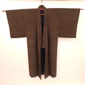 Chaqueta Haori Vintage Para Hombre Abrigo Kimono Marrón Forrado Japón Tradicional - Imagen 1 de 5
