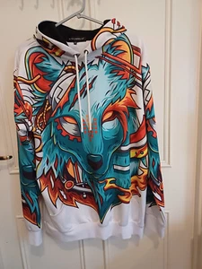 Felpa con cappuccio Mr. Bao Long & Miss GO Wolf XL grafica streetwear pullover - Foto 1 di 12