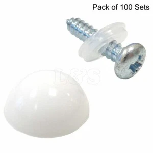 Cúpula y tornillos de gorra, blanco, tamaño: 8x3/4", paquete de 100 juegos - Imagen 1 de 1