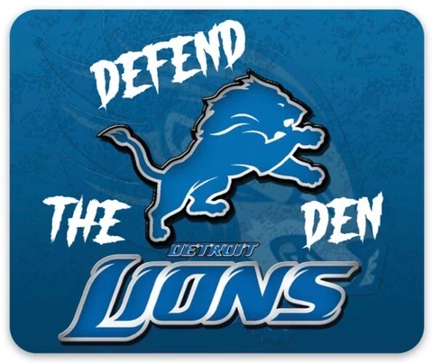 Detroit Lions "DEFEND THE DEN" Scratch Font w Lion Type Logo NFL Football MAGNET Cover