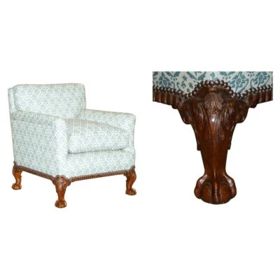 ПОЛНОСТЬЮ ОТРЕСТАВРИРОВАННАЯ АНТИКВАРНАЯ ТКАНЬ HOWARD & SON'S CLAW & BALL FOOT ДЛЯ ТИКАЮЩЕГО КРЕСЛА - Изображение 1 из 4