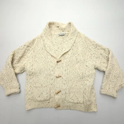 Vtg Aran Crafts Ireland Wool Cardigan Sweater Mens Large Toggle Cable Fisherman - Image 1 of 4