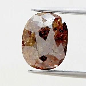 big real natural diamond 3.70tcw grayish brown sparkling oval rose cut for gift - Picture 1 of 13