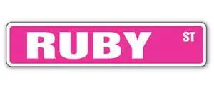 RUBY Street Sign Childrens Name Room Metal Sign Decal - Picture 1 of 16