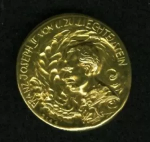 MEDAGLIA SALVADOR DALLI ORO MASSICCIO 22 CARATI DEL LIECHTENSTEIN MEDAGLIONE - Foto 1 di 2