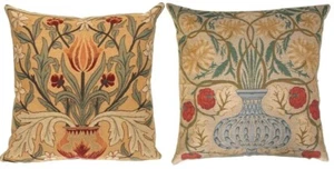 SET OF 2 X 18" WM MORRIS TULIP + ROSE BOWL TAPESTRY CUSHION COVERS 00910 + 01127 - Picture 1 of 11