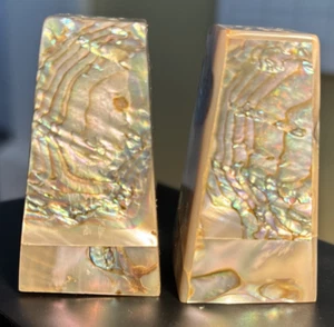 Salero y pimentero vintage con cáscara de abulón madreperla tapones de corcho 2" - Imagen 1 de 6