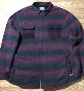 Voyager Mens 2XL Sherpa Lined Fleece Button Up Coat / Shacket Red Black Plaid - Picture 1 of 11