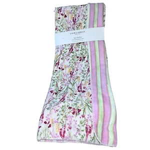 Laura Ashley Wildflowers Throw Blanket Pink Green Yellow Floral 50x70 Reversible - Picture 1 of 4