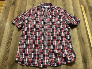 Southern Tide Shirt, Men's Large, Red White Blue, Plaid, Button Up Short Sleeve - Picture 1 of 9