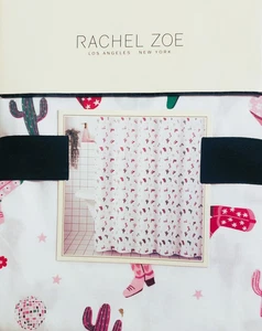 Rachel Zoe Cowboy Boots & Cactus Multicolor Fabric Shower Curtain 72"x72" Shabby - Picture 1 of 8