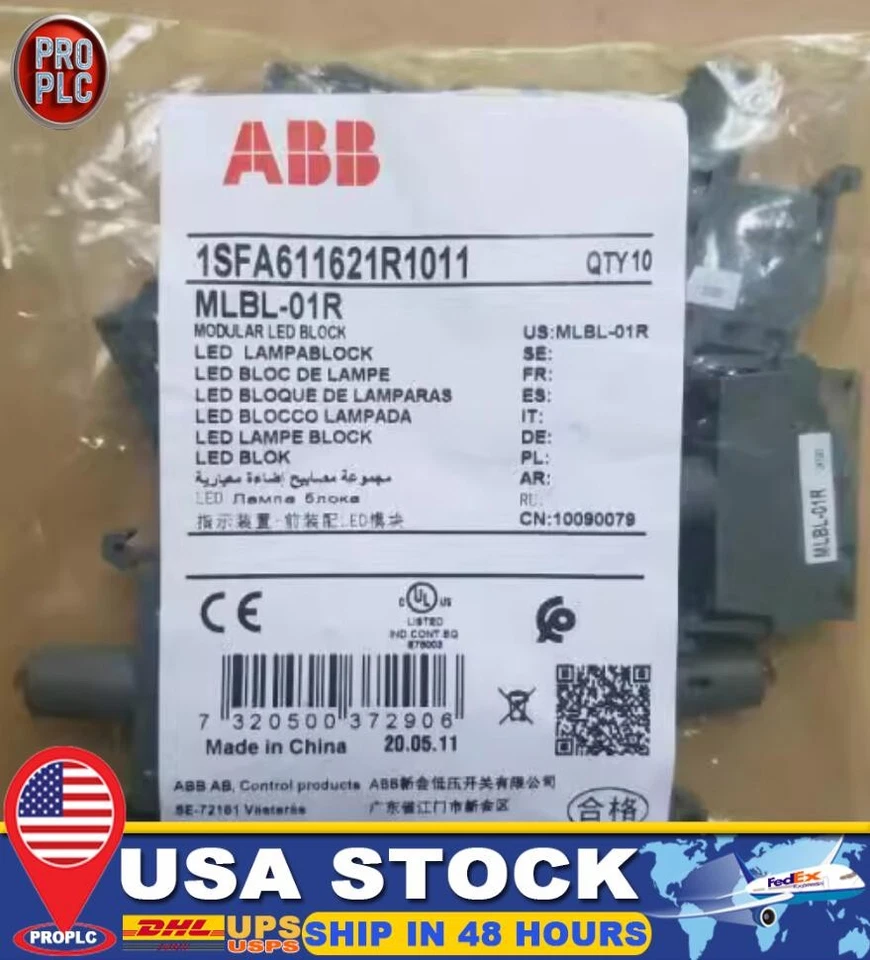 1pcs ABB push button switch lampholder MLBL-01R 24VAC/DC US Free TAX - Image 1 of 1