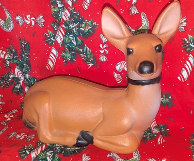 Vintage Union Products Yard Deer Fawn Christmas Blow Mold Lawn Ornament (F2) - Image 1 of 4