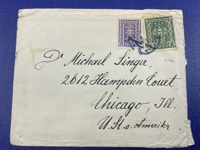 Austria a Chicago 1922-24.  SC#281 y 295, sello especial para niños vieneses necesitados Foto 1 de 4