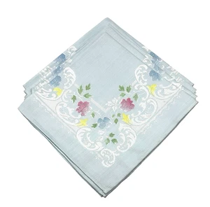 6 Cloth Damask Napkins New Blue Floral 8 X 8 Folded Free Shipping - Picture 1 of 4