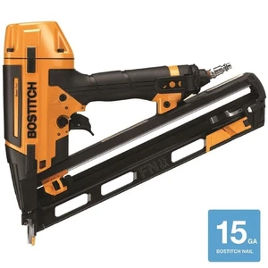 Pneumatic 15 Gauge Angled Finish Nailer Integrated Air Blower Rubber Grip Handle - Picture 1 of 13
