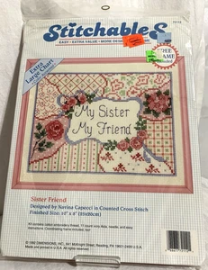 Kit de punto de cruz Deminsions Stichables 8x10 con marco sellado hermana amiga - Imagen 1 de 3