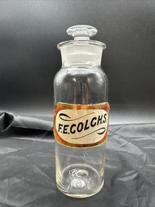Antiguo frasco de vidrio de farmacia farmacia boticario medicina F.E. COLCH.S. - Imagen 1 de 8