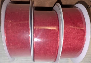 Stampin Up! Cherry Cobbler Sheer Linen Ribbon LOT 3 SPOOLS 30 YARDS #135839 NEW - Picture 1 of 2