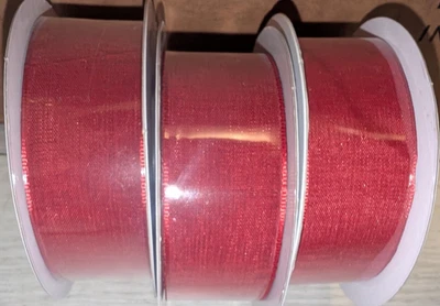Stampin Up! Cherry Cobbler Sheer Linen Ribbon LOT 3 SPOOLS 30 YARDS #135839 NEW - Image 1 of 2