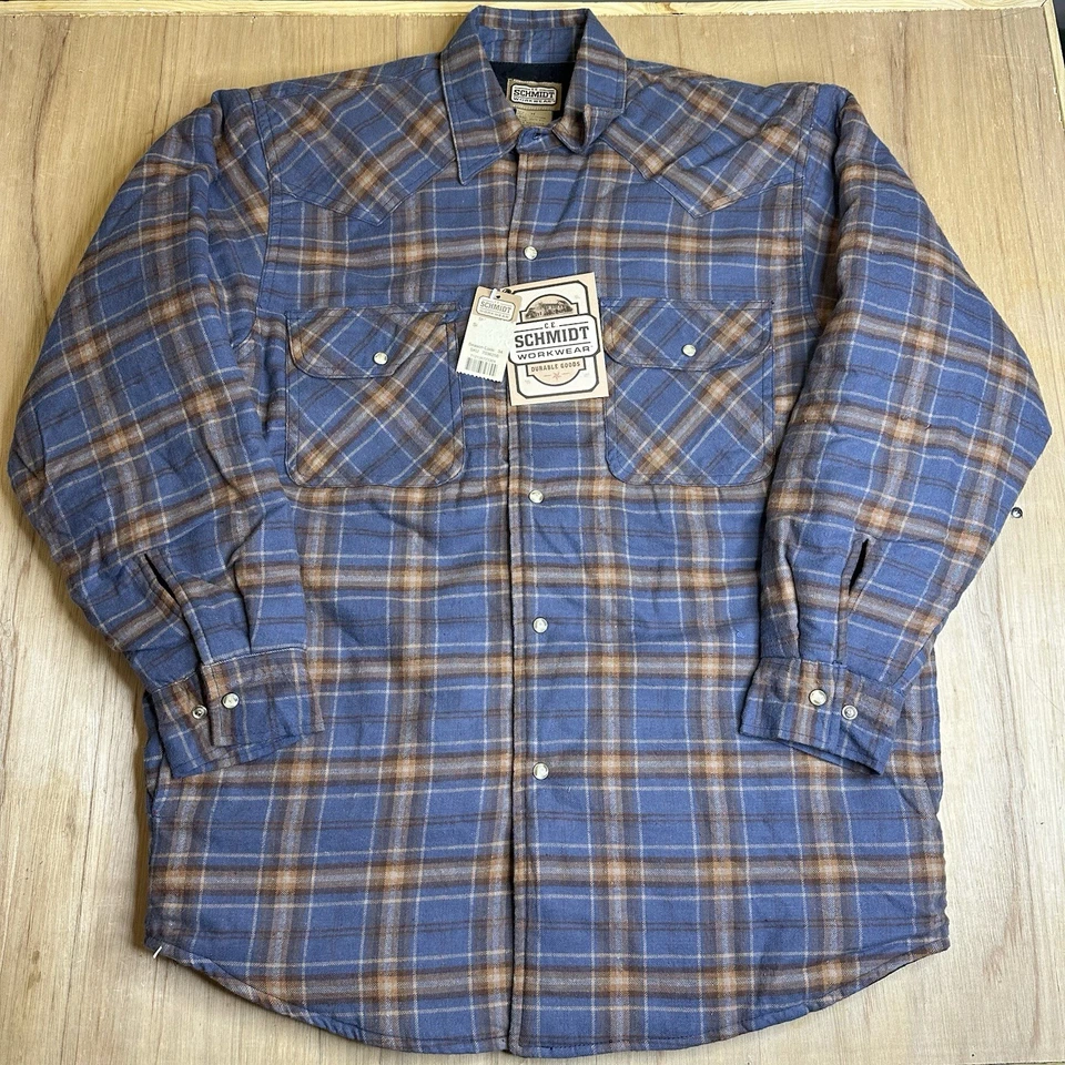 CE SCHMIDT WORKWEAR MENS M QUILT LINED FLANNEL SHIRT SHACKET CHORE JACKET NWT - Image 1 of 4