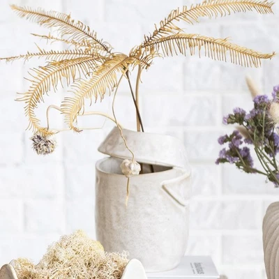 Jarrón redondo de gres orgánico con esmalte reactivo, crema Foto 1 de 4