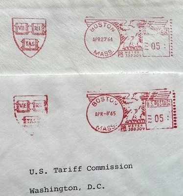 US University Thematic Meter Cover(001) +1965 Harvard Univ X2 +US Tariff Comttee - Image 1 of 3