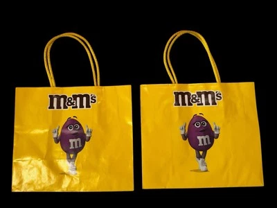 Bolsas de recuerdo de papel amarillo M&M púrpura cubierta M&M nuevo lote de 2 Foto 1 de 4