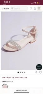 CRYSTAL-ENCRUSTED FLAT SANDALS Davids Bridal DB Studio ARI13 Size 6 - Picture 1 of 8