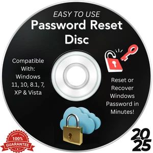 Password Reset Recovery Disc For Windows 10, 8, 7, Vista XP Rated #1 NEW 2025 - Picture 1 of 2
