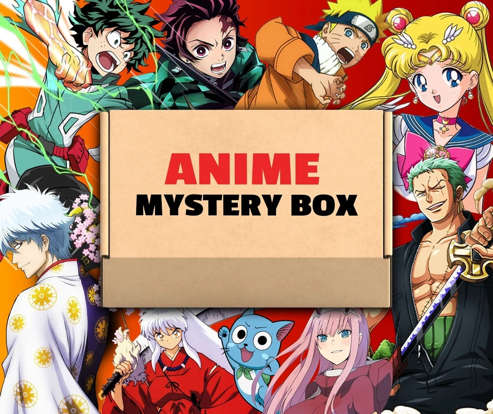 Caja misteriosa de anime de 5 artículos pegatina, alfiler, tarjetas, arte, postal, figura, peluche, etc. Foto 1 de 1