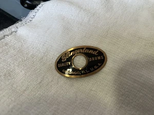 Slingerland Chicago Swirly S Drum Badge 50s era Blk/Gold Near Mint condition! - Picture 1 of 3