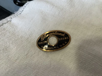 Slingerland Chicago Swirly S Drum Badge 50s era Blk/Gold Near Mint condition! - Image 1 of 3