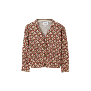 (Kids) Burberry Thomas Bear Print Cotton Cardigan Scarlet Orange - Picture 1 of 2