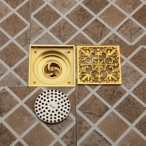 10*10cm Antique Brass Square Shower Waste Water Floor Drain Tile Insert New - - Picture 1 of 5