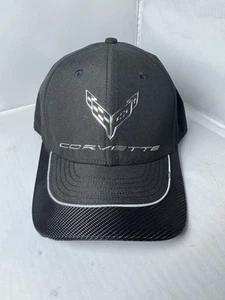 MEN'S C8 CORVETTE HAT/CAP BLACK METALLIC CARBON FIBER/SILVER - Picture 1 of 9