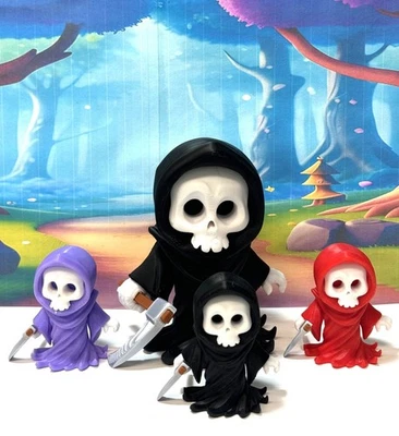 4pcs 3D Printed Articulated Skeleton Grim Reaper Figurines for Halloween Decor - Image 1 of 4